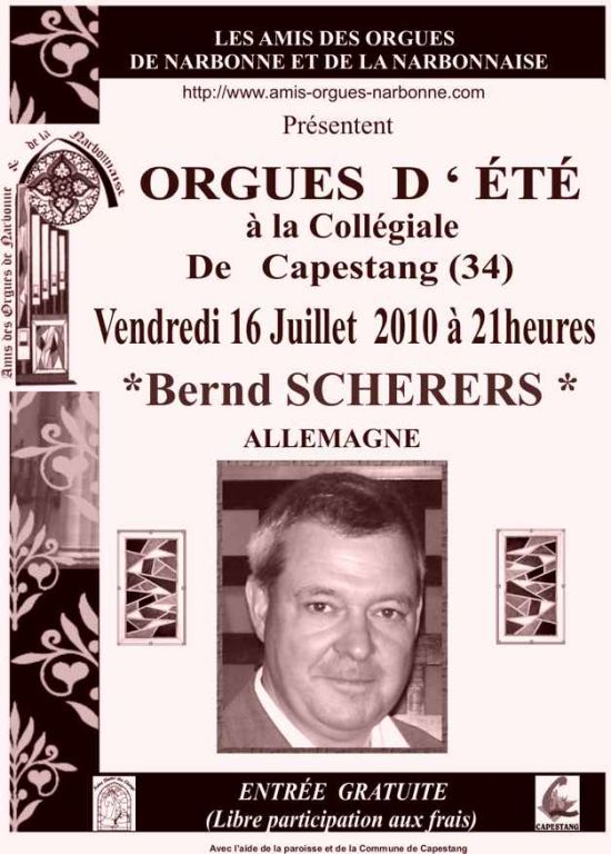 BERND SHERERS à Capestang Concert d'Orgue à Capestang par BERND SHERERS